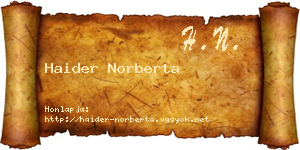 Haider Norberta névjegykártya